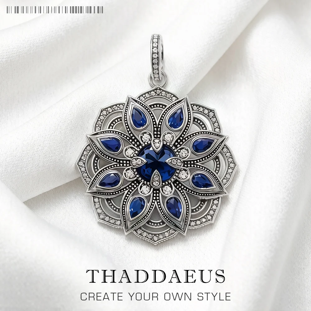 Anhänger Blau Lotus Blume, Marke Neue Mode Schmuck 925 Sterling Silber Europa Zubehör Geschenk Für Frau