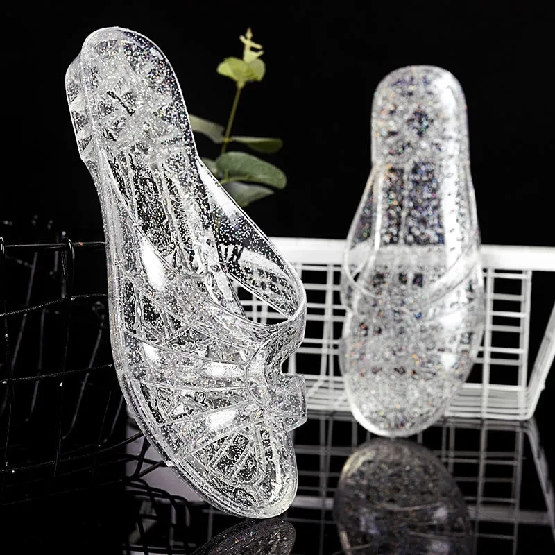 Weibliche Schuhe Gelee Sandalen Frauen Transparent Rutschen Mom Sommer Casual Billige Schuhe 2021 Mode Maultiere Damen Sandale