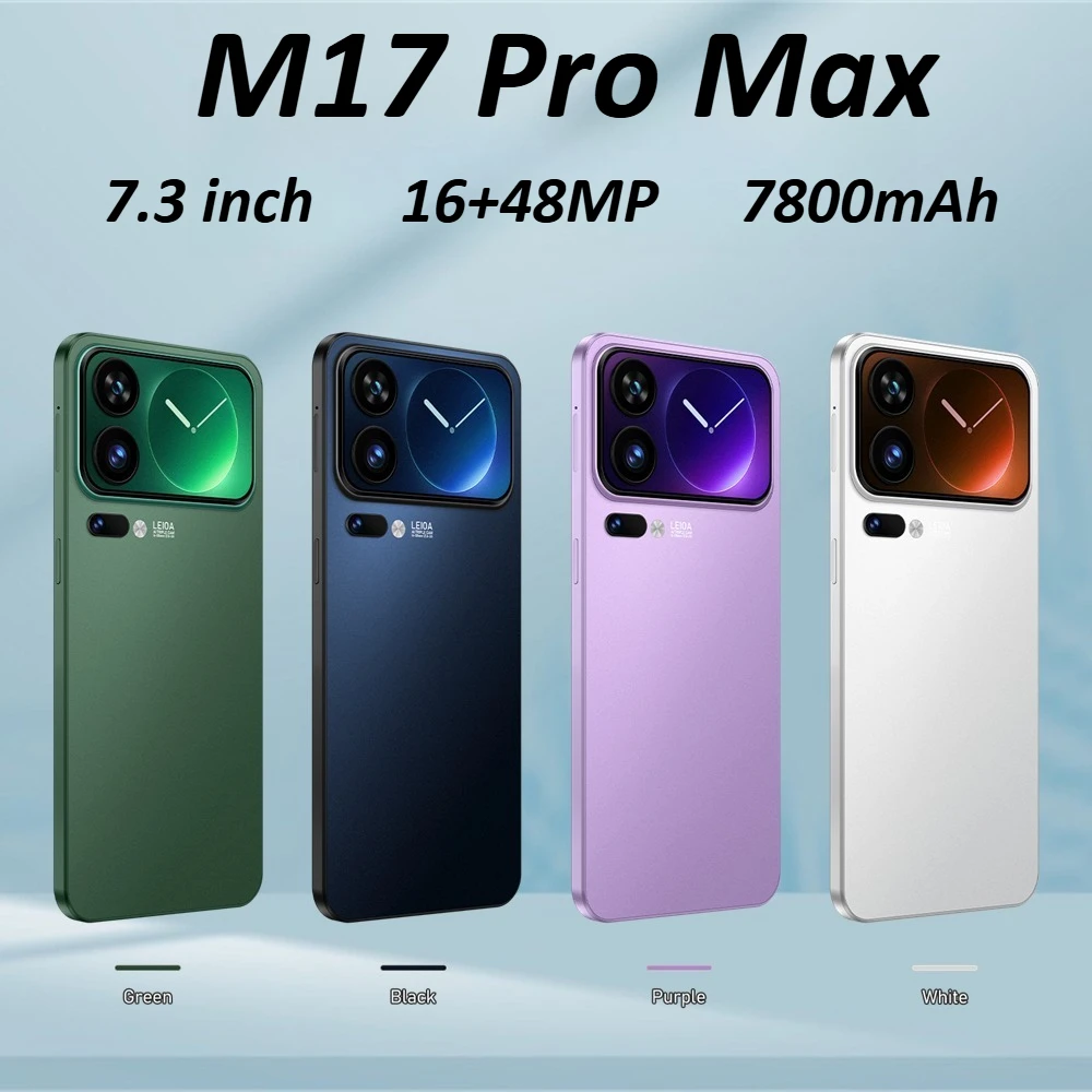 Téléphones mobiles M17 Pro Max Smartphone 7.3HD Pas cher 5G Double carte SIM Téléphones portables 7800mAh Android 15 Version mondiale Téléphone portable