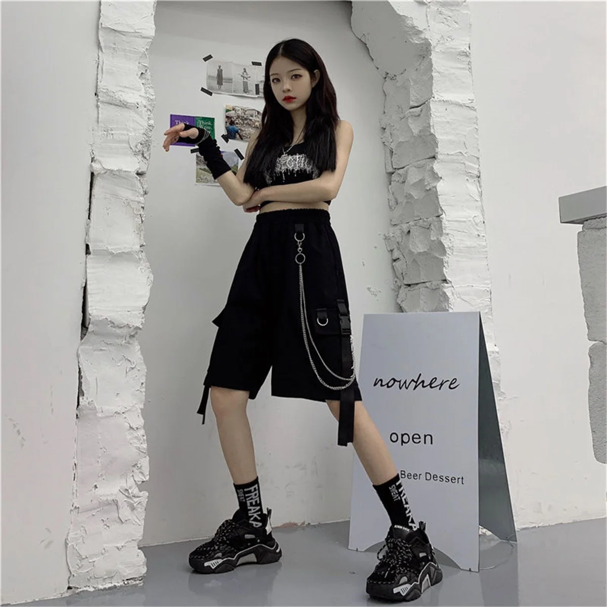 Lose Trendy Cargo-Shorts Frauen Große Tasche Harajuku Japan Shorts Mädchen Paar Koreanische Ulzzang Straße Sommer Hip Hop Shorts Mädchen