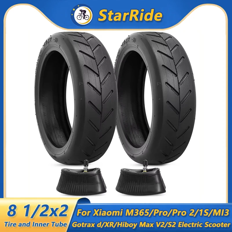 8 1/2x2 Reifen und Schlauch mit geradem Ventil 50/75-6,1 Reifen für Xiaomi M365 1S MI3 Lite Pro2 Elektroroller-Reifenteile Image