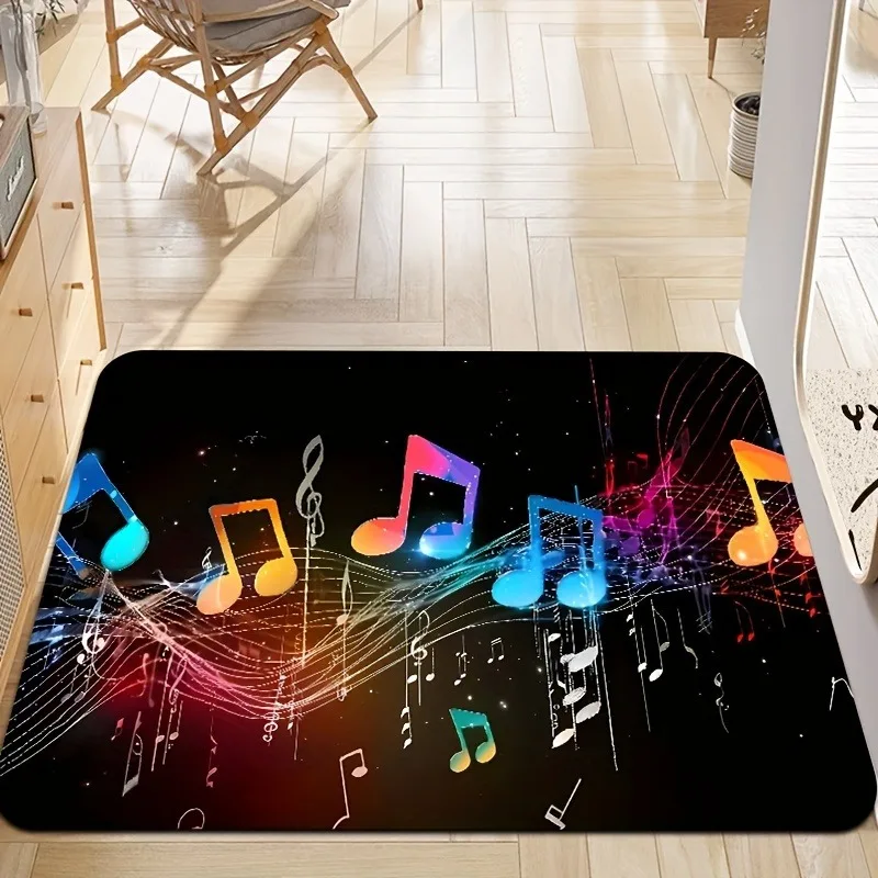 1PC Musical Note pattern Door Mats Kitchen Rugs Non-Slip Pop design Bathroom Rugs Bath Mat Carpet for Home Sink Laundry Decor