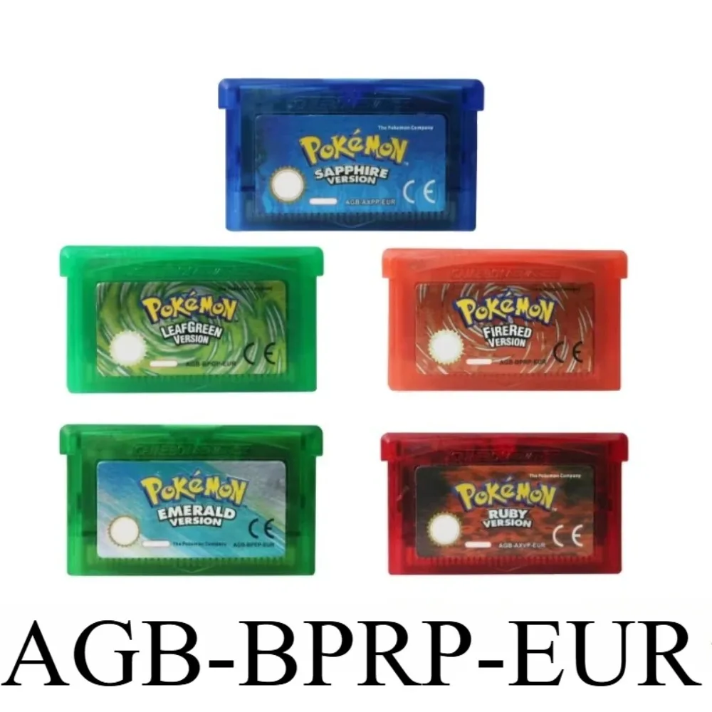 Super fun English Spanish French German Pokemon GBA Game Card 32 Bit Video Game Console Cartridge for DS/NDS/GB Card Gift Toy