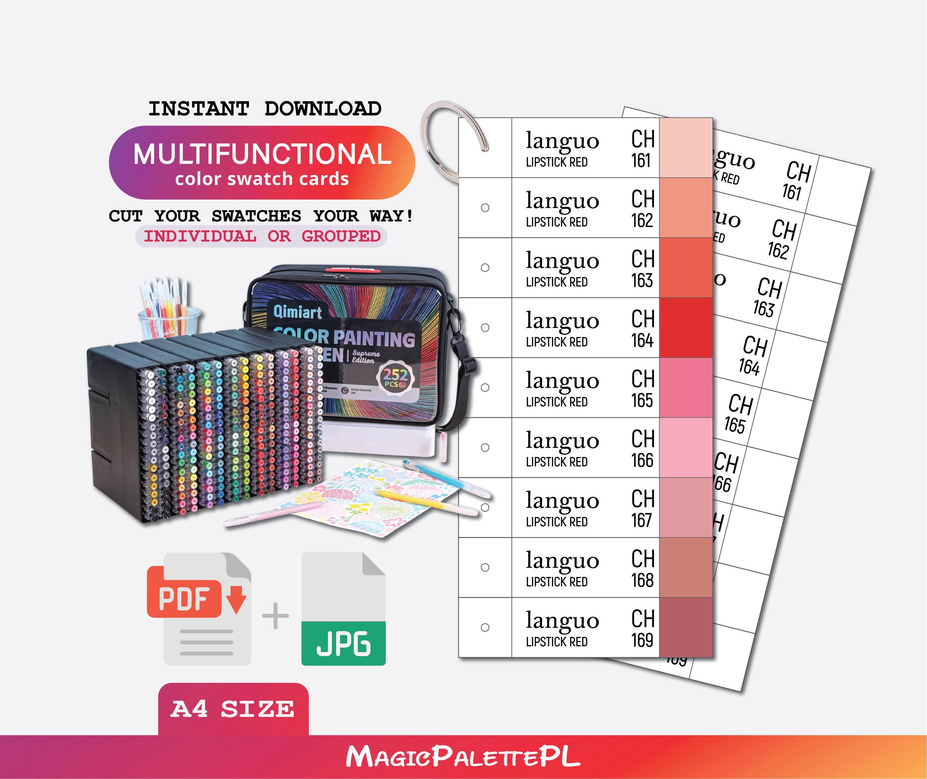 Modello di scheda campioni per penna gel Languo 234, pagina campioni stampabile, download immediato, modello campioni PDF, download digitale, foglio c