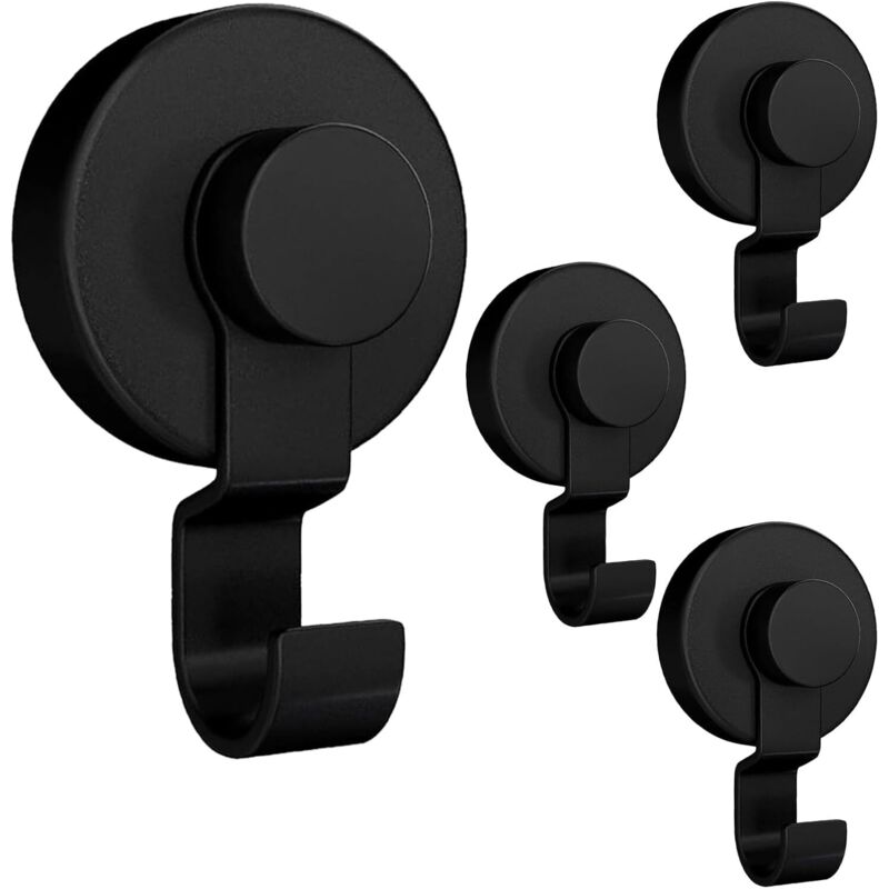 Set Di 4 Ganci A Ventosa, Ganci A Ventosa Per Il Bagno, Ganci A Ventosa Potenti, Ganci Da Parete Riutilizzabili E Rimovibili (neri)