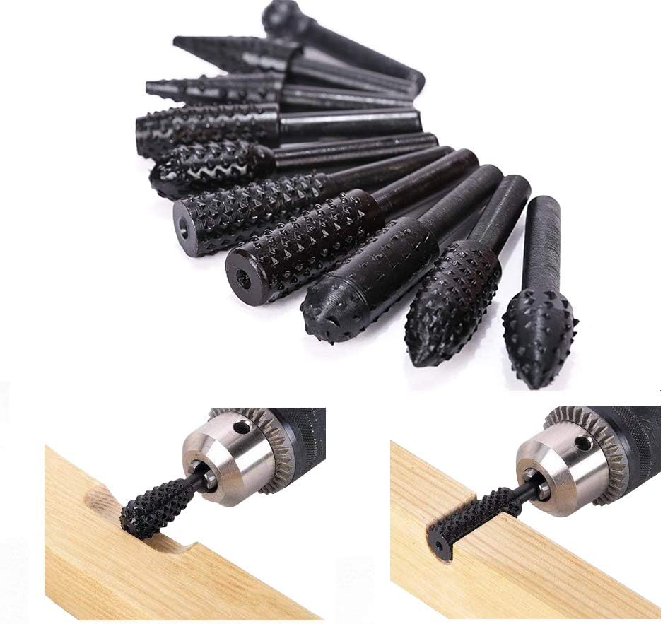 10 Pezzi Di Punte Elicoidali Per Lavorazione Del Legno, Lima Per Intaglio Del Legno, Raspa, Gambo Da 6,3 Mm, Utensili Elettrici, Raspa, Scalpello, Testa Di Rettifica Rotante