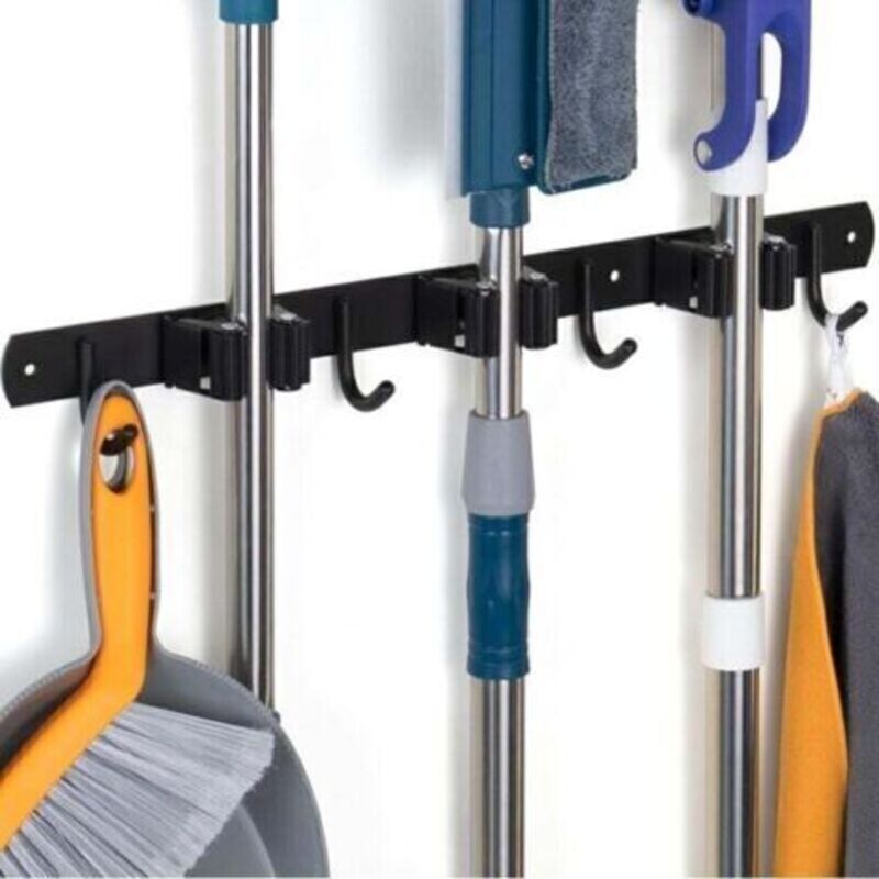 Porta Scopa Da Parete Nero, Porta Scopa Da Parete Con 3 Staffe E 4 Ganci, Porta Scopa Da Parete Senza Foratura, Porta Scopa Da Parete Con Viti, Scaffale Porta Scope Da Parete, Porta Scopa Da Parete