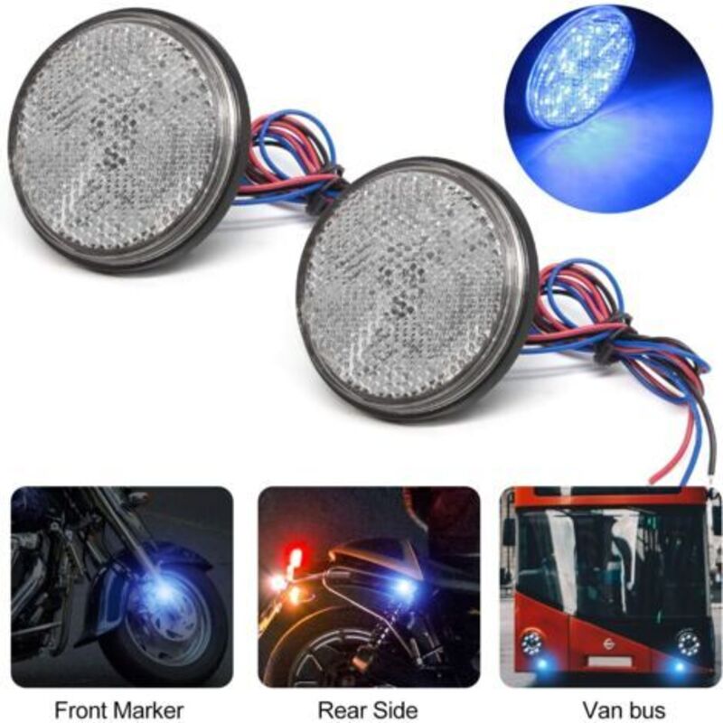 2 Stück Moto-led-reflettori, Luci Universali A Led Per Rimorchio 12v, Luci Posteriori Per Rimorchio, Luci Di Contorno A Led Per Motociclette, Riflettori Led Impermeabili, Luci Freno (blu).