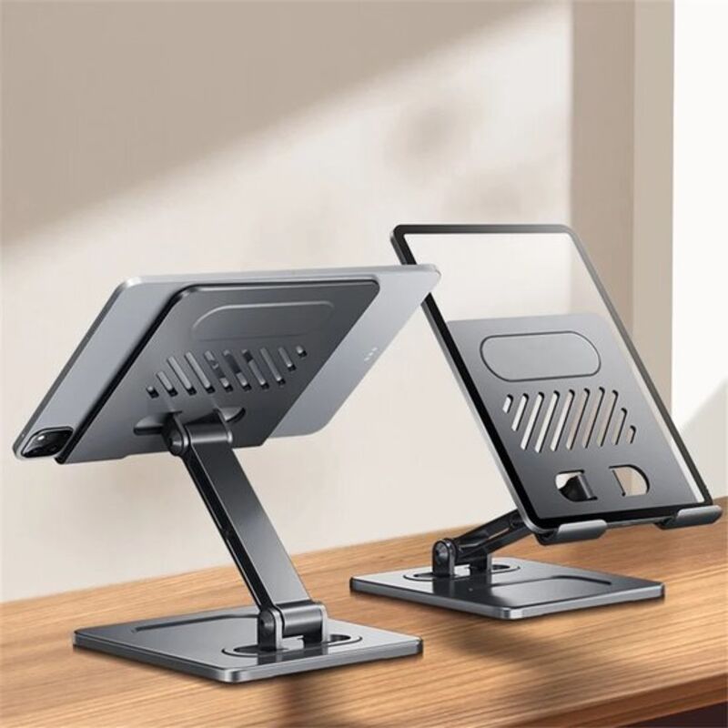 Supporto Per Tablet - Supporto Da Scrivania Per Tablet - Supporto Regolabile - Supporto Girevole - Supporto Per Telefono E Tablet - Supporto In Lega Di Alluminio - Grigio Scuro