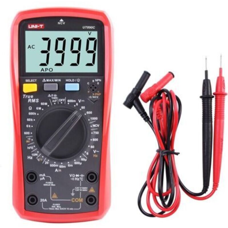 Multimetro, Ut890c True Rms 6000 Multimetro Digitale Amperometro Voltmetro Ac/dc Tensione Resistenza Corrente Capacità Frequenza Tester