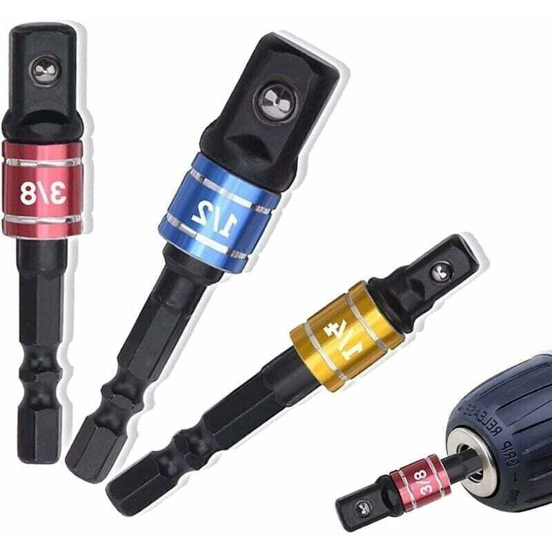 Adattatore Per Bussola Da 1/4", 3/8", 1/2", Adattatore Per Bussola Per Avvitatore A Impulsi, Adattatore Per Bussola Per Avvitatore A Impulsi, Bussola Per Trapano Avvitatore, Set Di Prolunghe, Colori