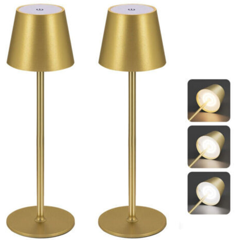 Set Di 2 Lampade Da Tavolo Senza Fili, Lampada Da Scrivania A Led Ricaricabile, Lampada Touch Senza Fili Con 3 Temperature Di Colore, Lampada Da Comodino