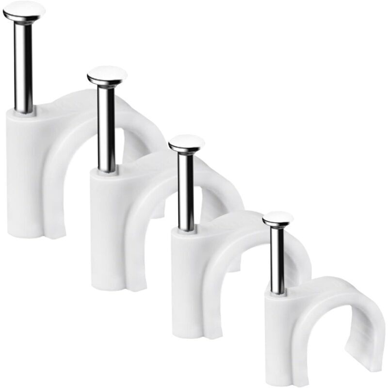 Confezione Da 400 Fermacavi Rotondi, Resistenti E Durevoli, Fascette Per Cavi, Organizzatori Di Cavi, Clip Per Cavi Elettrici, 4 Misure: 4 Mm, 6 Mm, 8 Mm, 10 Mm - Per La Gestione Dei Cavi