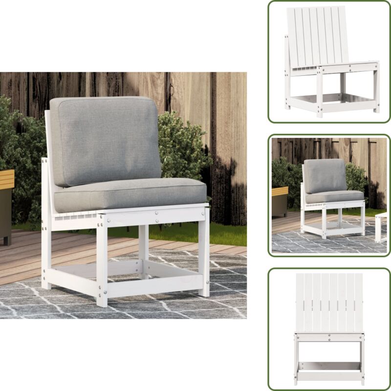 The Living Store Sedia Da Giardino Bianca 50,5x55x77 Cm Legno Massello Di Pino - Sedia Da Giardino In Pino