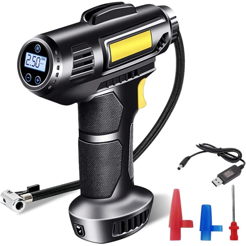 Aiperq - Gonfiatore Per Pneumatici Per Auto, Prochosen 7000mah 12v Compressore D'Aria Portatile Gonfiatore Per Pneumatici Per Auto Senza Fili, Pompa Elettrica Per Compressore Per Auto Ricaricabile Da 150 Psi C
