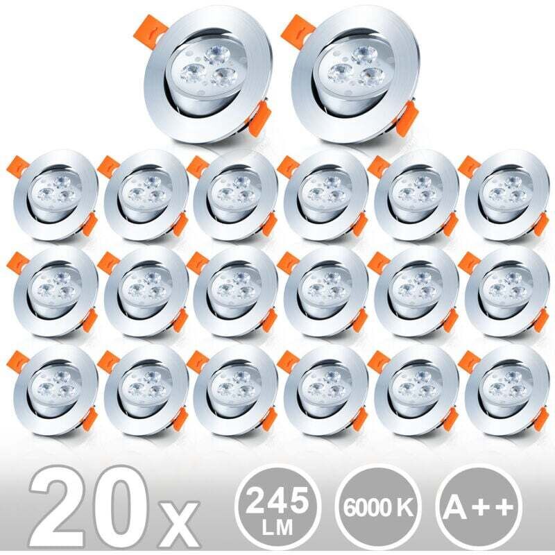 Faretti Da Incasso A Led Orientabili Alovze 20x, Faretti Da Incasso 3w, Faretti Da Incasso, Faretti Da Soffitto Faretti Da Incasso - Bianco Freddo