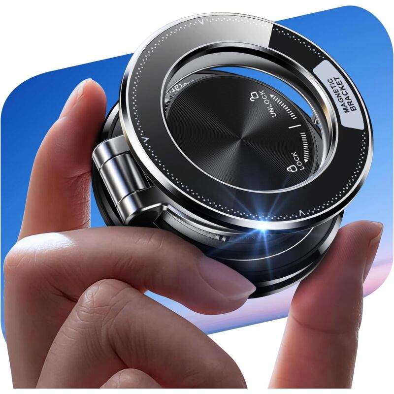 Supporto Magnetico Per Telefono Da Auto Interamente In Metallo [magnete Da 2400 Gf + Ventosa Da 95 Libbre], Supporto Per Telefono Da Auto Ultra Sottile Per Gps Magsafe, Girevole E Regolabile Con Anell