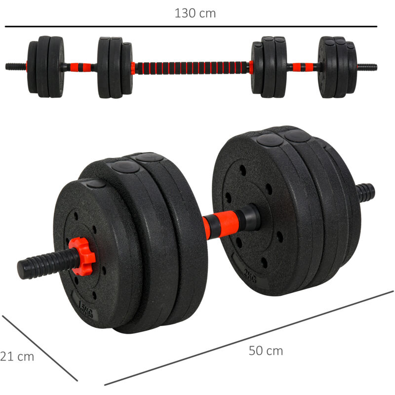 Set Pesi Da Palestra 2 In 1 Da 25kg Totali Con 12 Dischi Pesi E Connettore, Set Manubri Regolabili Utilizzabile Come 2 Manubri, Bilanciere, In Hdpe E Sabbia, Palestra In Casa, Nero