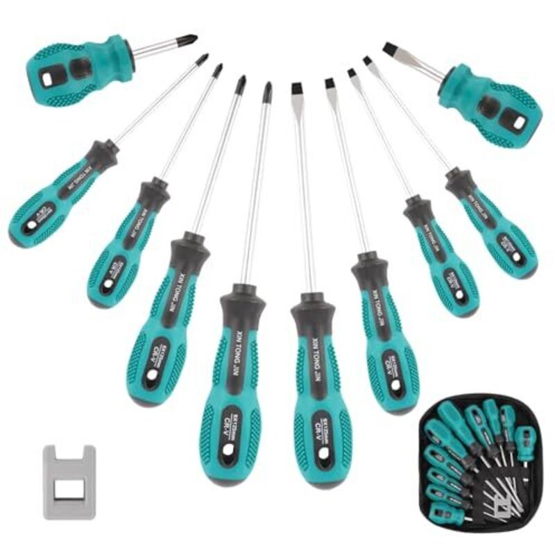 [mai Usato]set Di Cacciaviti Magnetici, Set Di Cacciaviti Da 10 Pezzi Con 5 Cacciaviti A Taglio, 5 Cacciaviti A Croce, Set Di Cacciaviti Smagnetizzatori 2 In 1