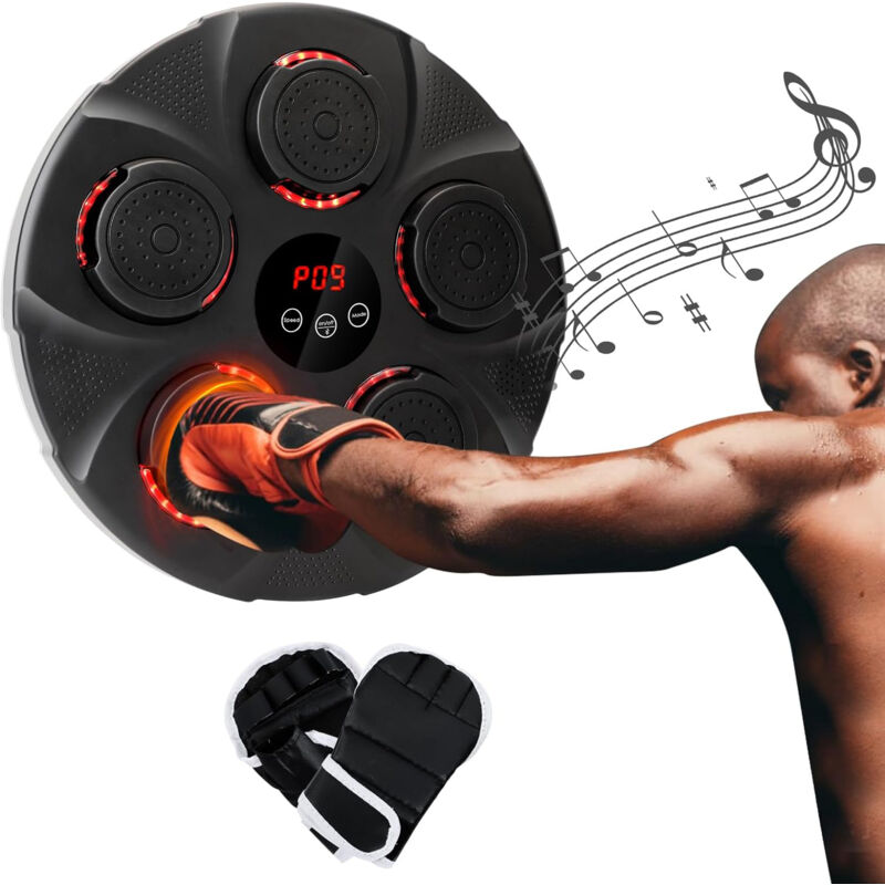 Macchina Da Boxe Intelligente Da Parete, Set Da Boxe Musicale Con 2 Guantoni, Macchina Da Boxe Musicale Per L'Allenamento Genitore-figlio, Macchina Da Boxe Musicale Con Led E Bluetooth