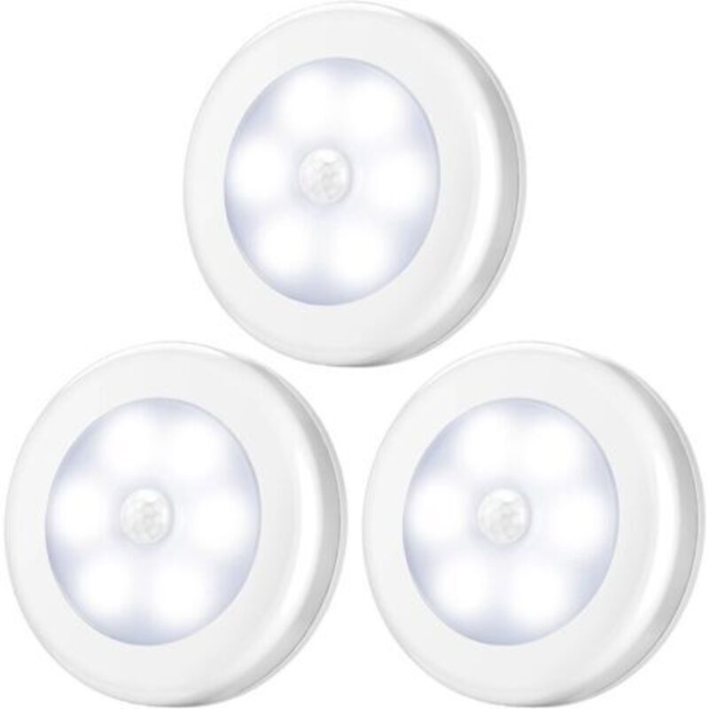(confezione Da 3) Luce Con Sensore Di Movimento, Luce Led Con Sensore Di Movimento, Luce Per Armadio, Alimentata A Batteria (batteria Non Inclusa), Luce Led Per Armadio, Scaffale, Ingresso, Garage, Cu
