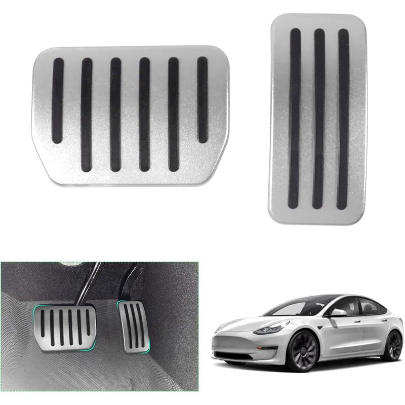Pedali Dell'acceleratore E Del Freno Tesla Model Y Juniper 2025 2026/ Model 3 2022-2025 2026, Copripedali Model 3 Highland, Copripoggiapiedi, Accessori Tesla Model Y 2025 (argento)