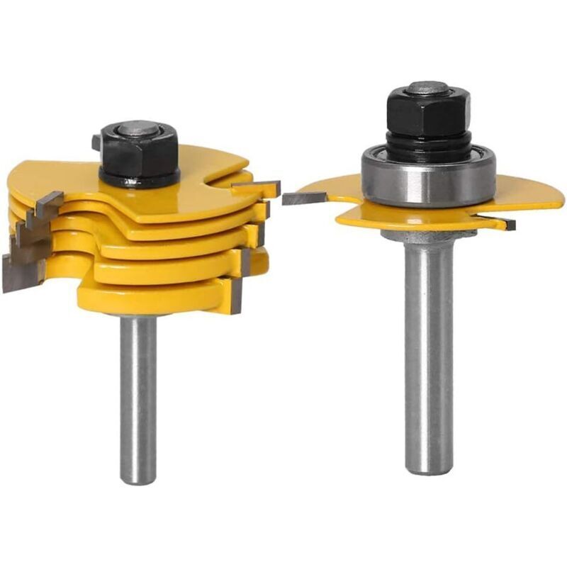 Set Di Frese Per Scanalature A 3 Flange Regolabili Da 8 Mm, Fresa Per Legno, Punta Per Trapano Di Montaggio, Fresa Per Scanalature A T Con 6 Lame Di Taglio (1,8 Mm, 2,5 Mm, 3 Mm, 4 Mm, 5 Mm, 6,35 Mm)