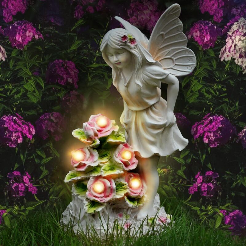 Statua Da Giardino A Forma Di Angelo, Scultura Di Fata A Forma Di Farfalla Illuminata Ad Energia Solare, Statuetta Di Angelo In Preghiera, Decorazione Impermeabile Per Esterni, Giardino, Cortile E Sog