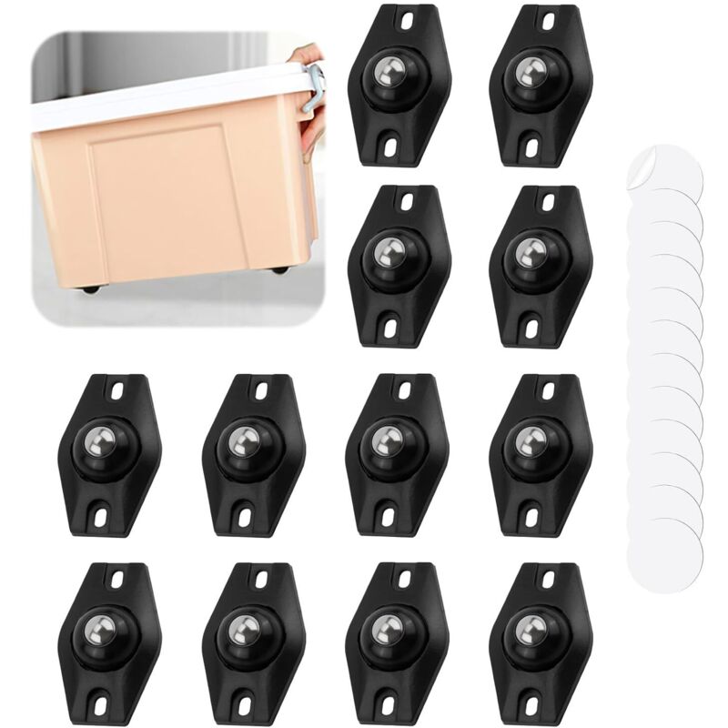 12 Rotelle Girevoli Autoadesive A 360 Gradi, Piccole Rotelle Per Mobili, Mini Rotelle Per Mobili Con Cuscinetti A Sfera, Piccole Rotelle Di Trasferimento Silenziose Per Elettrodomestici Da Cucina, Bid