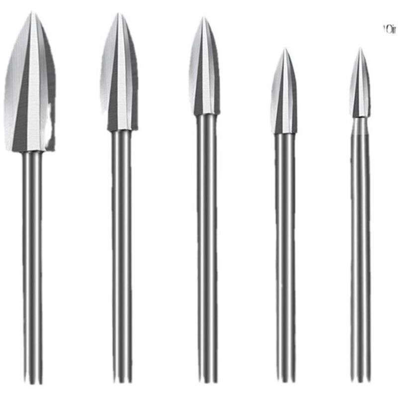 Set Di Punte Per Intaglio Del Legno Per Utensili Rotanti, 5 Punte Per Incisione Su Legno, Lavorazione Del Legno, Incisione, Intaglio, Foratura E Levigatura