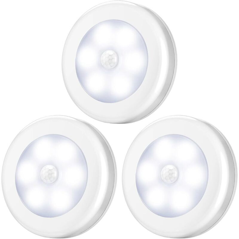 (confezione Da 3) Luce Con Sensore Di Movimento, Luce Led Per Armadio Con Sensore Di Movimento, A Batteria (batteria Non Inclusa), Luce Led Per Armadio/scaffale/ingresso/garage/cucina/corridoio - Bian