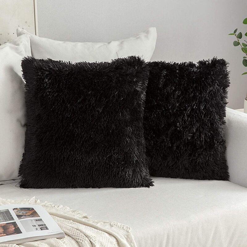 Set Di 2 Fodere Per Cuscini Da Divano In Pelliccia Sintetica, Cuscini Decorativi, Cuscini Morbidi, Cuscini Soffici, Cuscini Super Morbidi, Fodere Per Cuscini Da Divano Soffici
