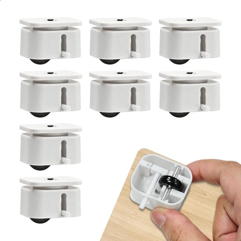 Mini Rotelle Per Mobili, Set Da 8 Ruote Adesive, 5,6 Mm, Girevoli A 360° Con Freno, Silenziose, Per Tavoli, Carrelli, Armadi, Carico Massimo 50 Kg (bianche)