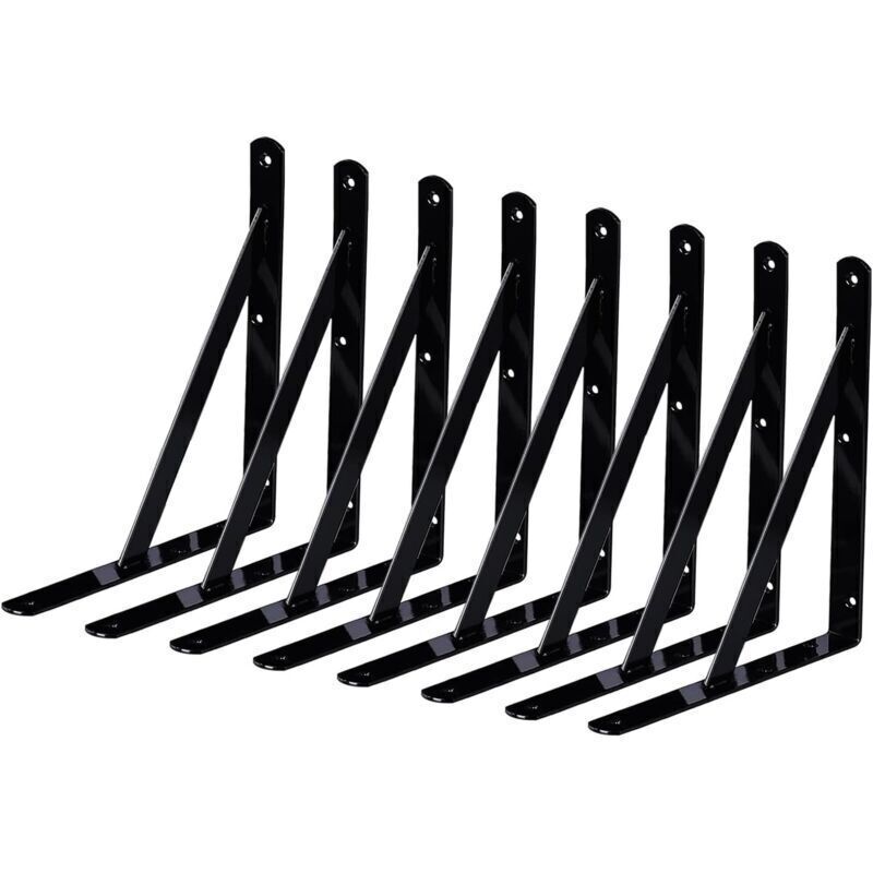 Confezione Da 8 Staffe Per Mensole Da Parete Industriali, Staffe Di Fissaggio In Metallo Da 150 X 95 Mm, Staffe Per Mensole Triangolari, Staffe In Metallo Resistenti A 90 Gradi, Per Garage, Cucina, Ca