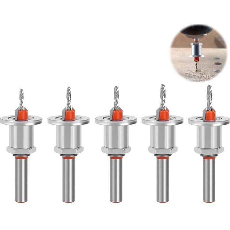 Set Di 5 Punte Da Trapano Svasate Da 8 Mm Per Legno, Ideali Per Fori Conici, Punte Per Smussatura Con Fermo Di Profondità E Punta Svasata, Per Forare Legno, Plastica E Realizzare Fori.