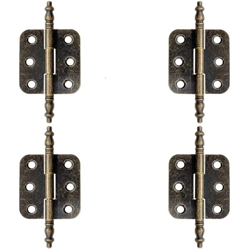 4 Cerniere In Ottone Anticato, Cerniere Piatte Vintage, 70 X 35 Mm, Cerniere Vintage Per Ante Di Armadi, Cerniere Pieghevoli In Bronzo