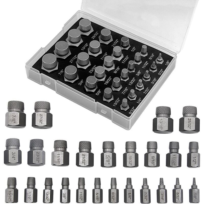 Set Di Estrattori Per Viti Rotte Kzq, Set Di Estrattori Per Viti Mancine Da 25 Pezzi, Estrattore Per Bulloni, Estrattore Per Prigionieri, Per Rimuovere Bulloni Rotti, Viti, Viti A Esagono Incassato