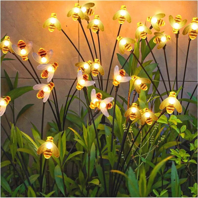 Piccola Lampada Solare A Forma Di Ape Per Esterni, Lampada Solare A Led Firefly Plug, Piccola Lampada A Energia Solare A Forma Di Ape, Luci Solari Da Esterno, Luci Solari Da Giardino - 6 Led