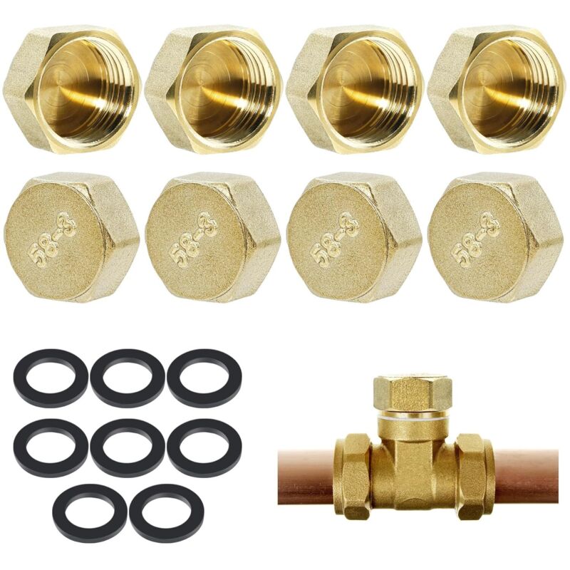 Confezione Da 8 Tappi Di Chiusura In Ottone Da 1/2", Tappi Esagonali Femmina, Tappo Di Arresto Femmina, Valvola Di Spurgo Del Radiatore, Tappo Di Chiusura Per Rubinetto Della Valvola Del Radiatore