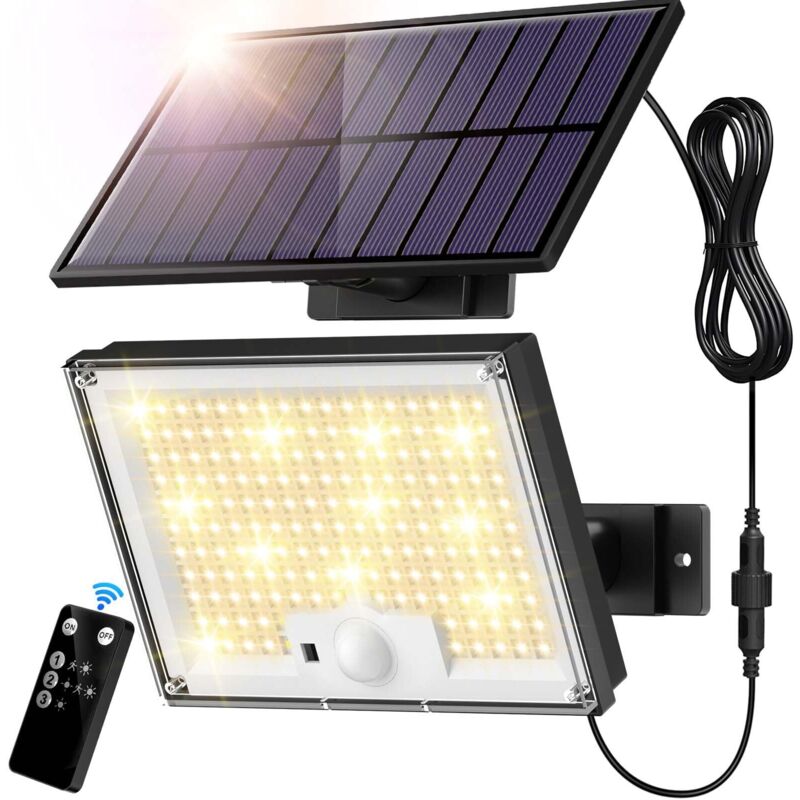 Luce Solare Da Esterno 172 Led 3 Modalità Luce Solare Da Esterno Sensore Di Movimento, Lampada Solare Ip65 Illuminazione Solare Da Esterno, Faretto Solare A Led Con Cavo Da 5 M Per Giardino, Garage