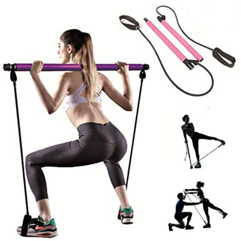 Kit Portatile Per Pilates E Yoga, Attrezzatura Pilates Con Barra Elastica Per Allenamento Total Body, Yoga, Fitness, Stretching, Allenamento Di Resistenza A Casa