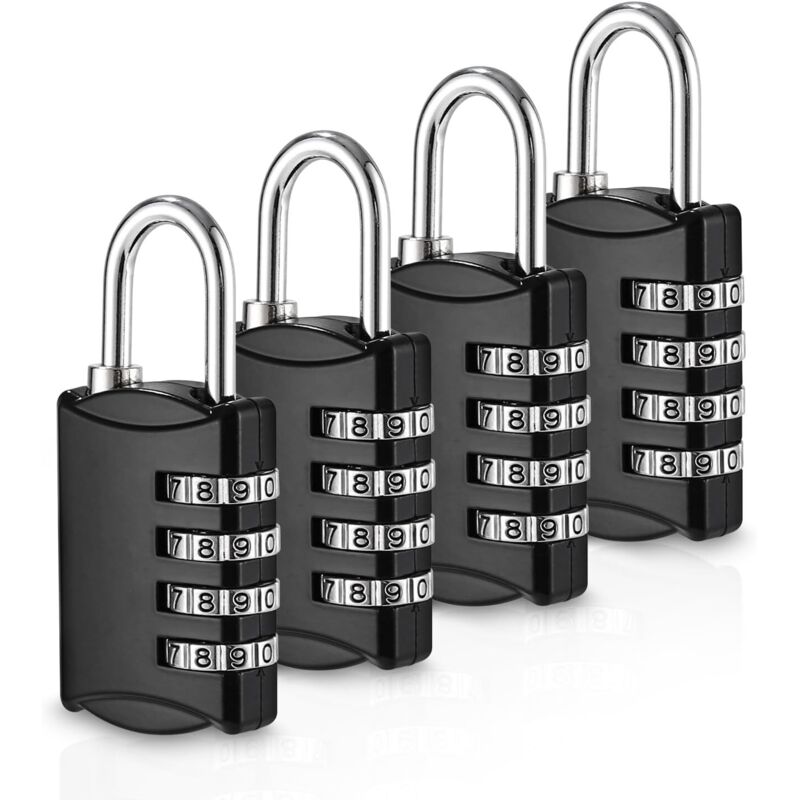 Set Di Lucchetti Con Combinazione Da 4 Pezzi, Lucchetto Con Combinazione A 4 Cifre, Lucchetto Per Valigia, Lucchetto Con Combinazione Per Esterni Resistente Alle Intemperie, Lucchetto In Lega Di Zinco