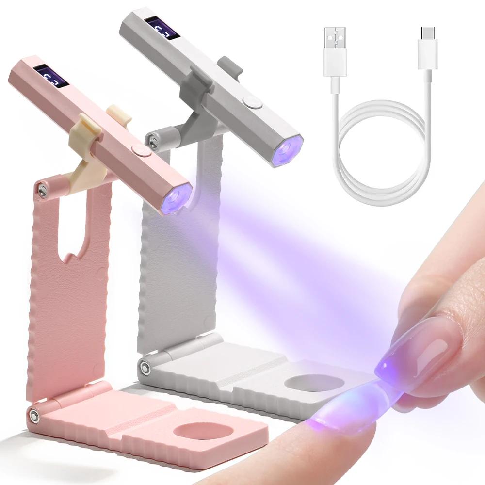 LULAA Akku-Nagellampe mit Ständer, handgehaltenes UV-Licht mit LCD-Display für Gelnägel, wiederaufladbarer USB-Nageltrockner für schnelle Aushärtung Image