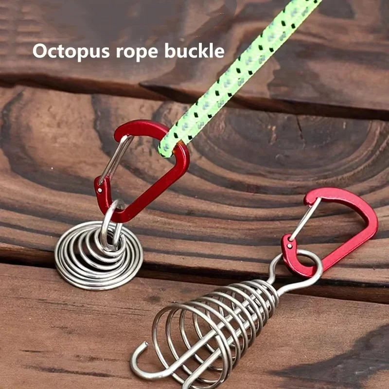 Outdoor-Camping Oktopus-Seilhalter Camping-Zeltstift Edelstahl-Fixierseilhalter Holzhaken Federwindseilhalter Image