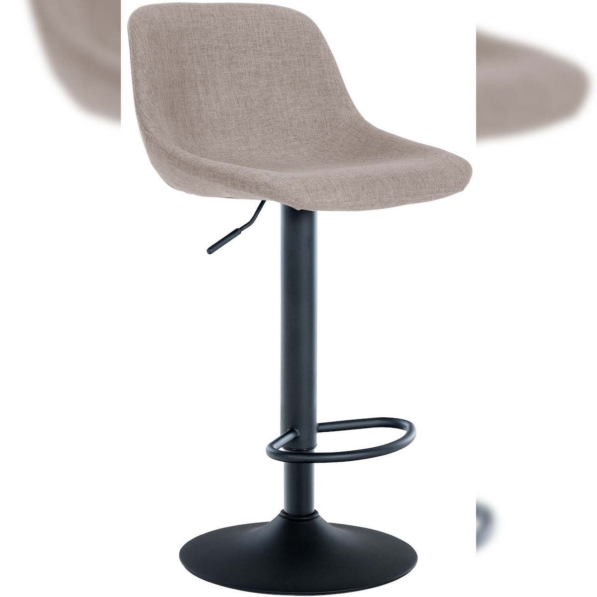Décoshop26 - Barhocker x1 360° drehbar taupefarbener Stoffbezug schwarze Metallbeine in Trompetenform 10_0006077 Image