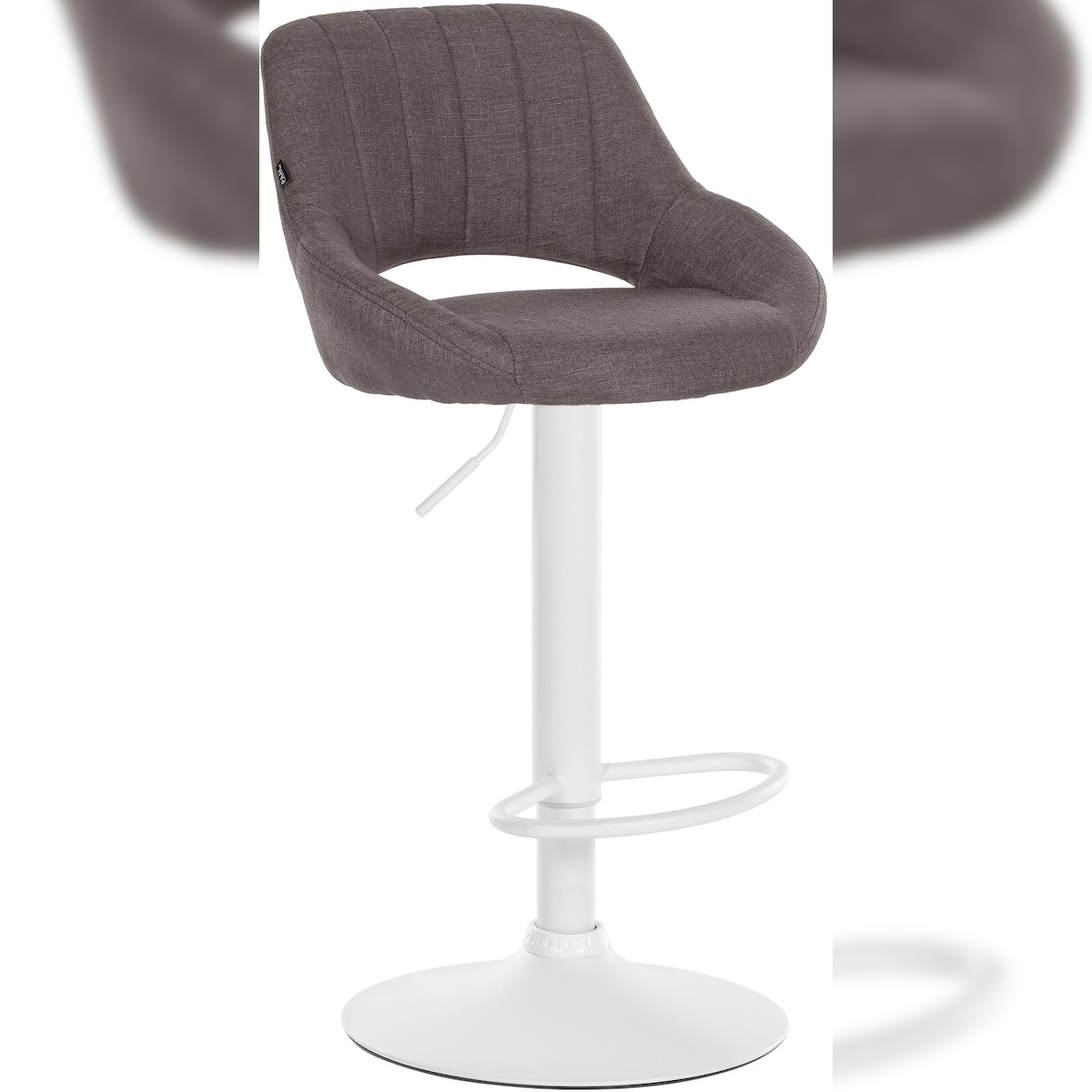 Décoshop26 - Höhenverstellbarer Barhocker x1 in dunkelgrauem Stoff mit durchbrochener Rückenlehne und weißem Metallfuß 10_0005725 Image