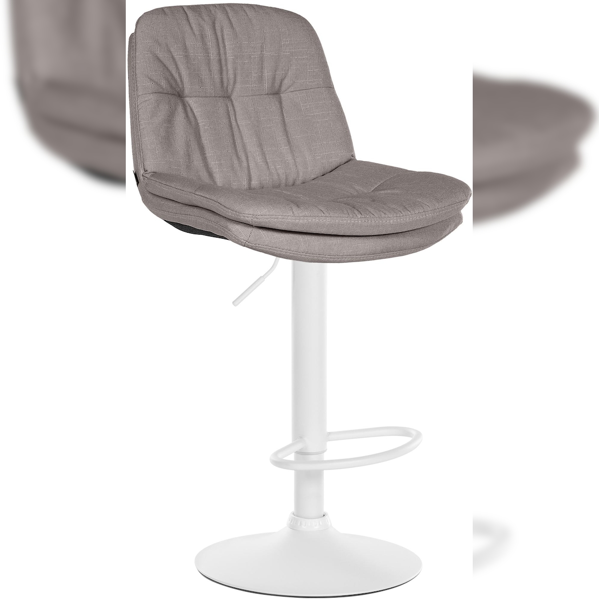 Décoshop26 - Hoher Hocker x1 für Küche und Bar mit weichem grauem Stoffsitz und weißem Metallgestell 10_0005684 Image