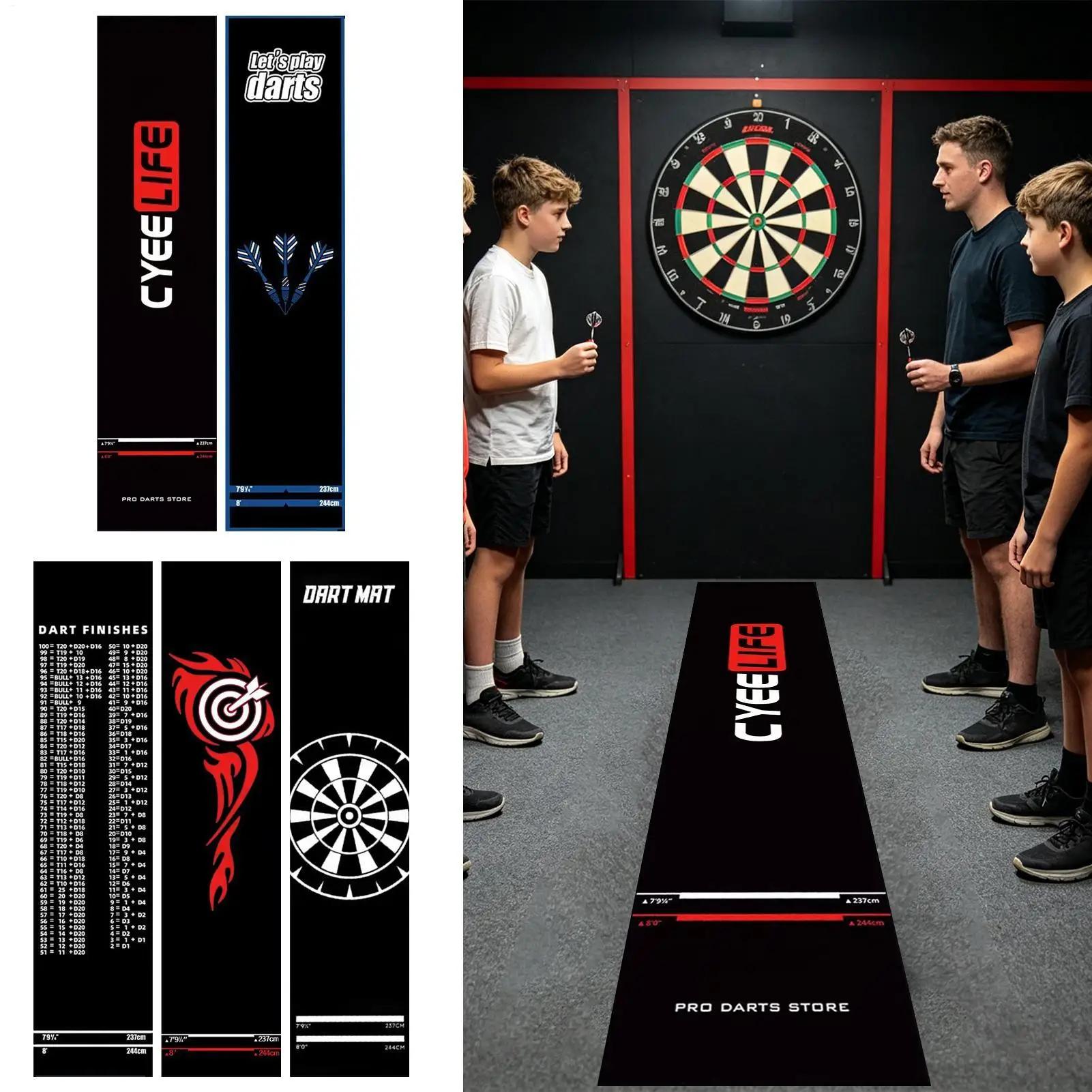 Dart-Matte Rutschfest mit Wurflinie Tragbare Schutzmatte für Spielzimmer Freizeitzentrum Sportverein Büro Keller Image