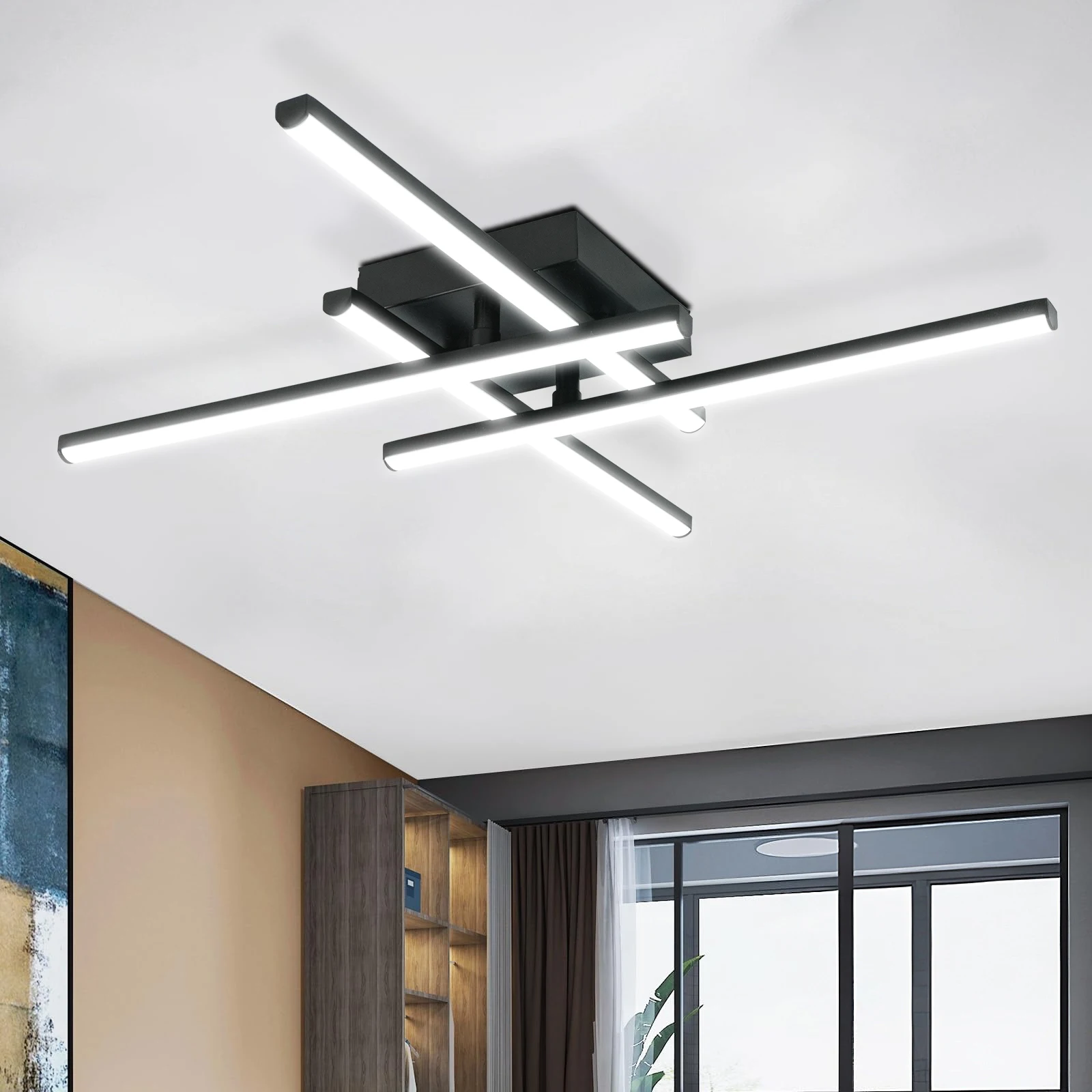Neue moderne LED-Deckenleuchten, schwarze Deckenleuchte für Wohnzimmer, Schlafzimmer, Arbeitszimmer, LED-Leuchten für Zimmer, Deckenleuchten