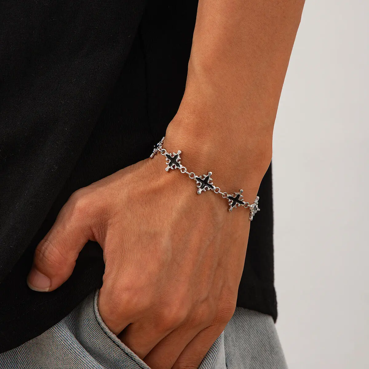SHIXIN Trendy Vintage Jesus Kreuz Charm Armband für Mann Hip Hop Silber Farbe Armreifen an der Hand Christian Schmuck Täglichen Zubehör